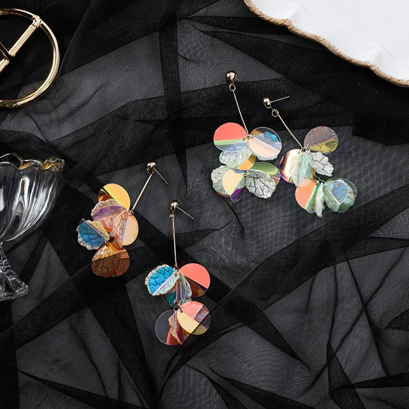 Fresh Summer Earrings For Women Sequin Flower Shell Earrings Long Dangle Tassel Brincos pendientes mujer Ear Jewelry Gifts