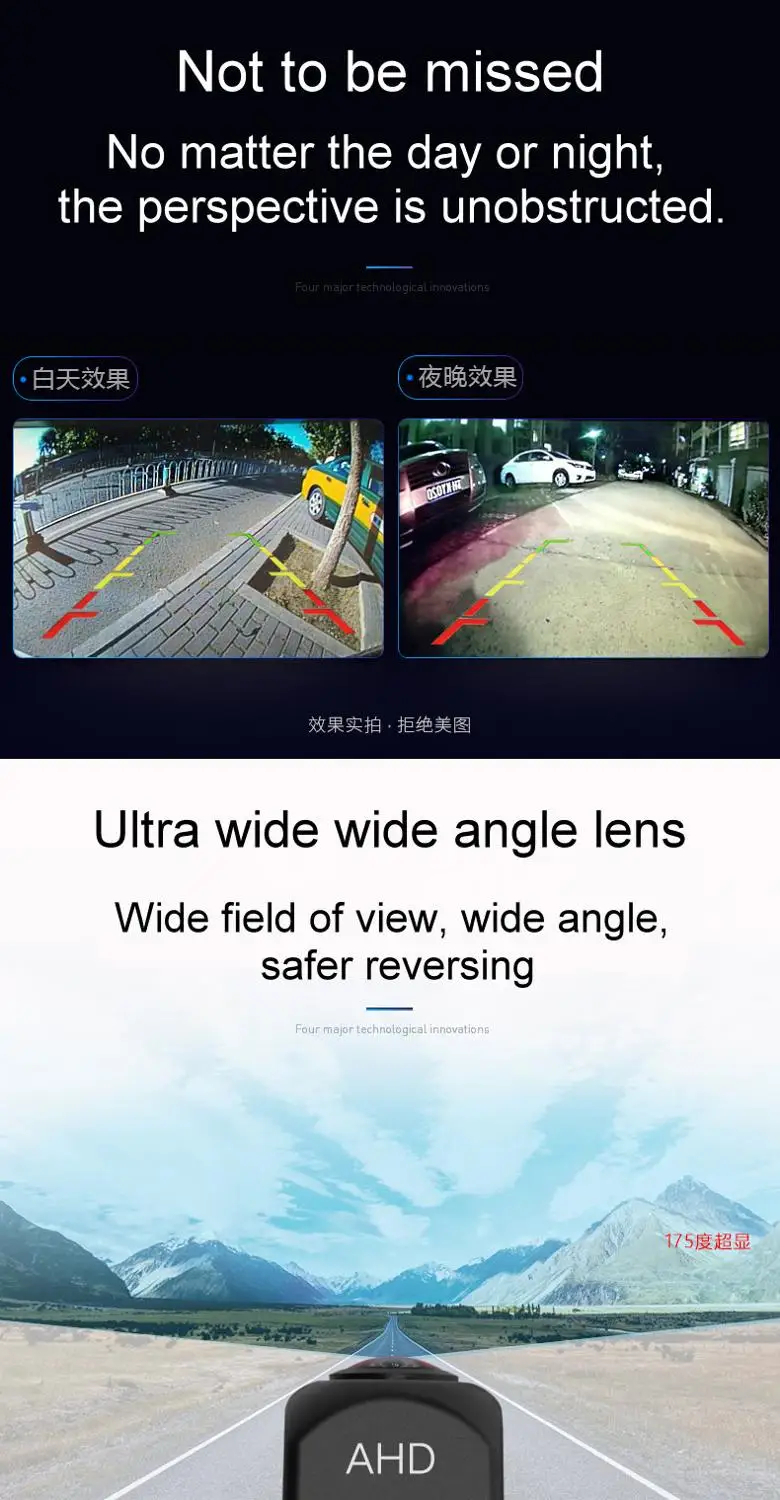 Камера заднего вида 1080P рыбий глаз Sony Android большой экран ультра высокое