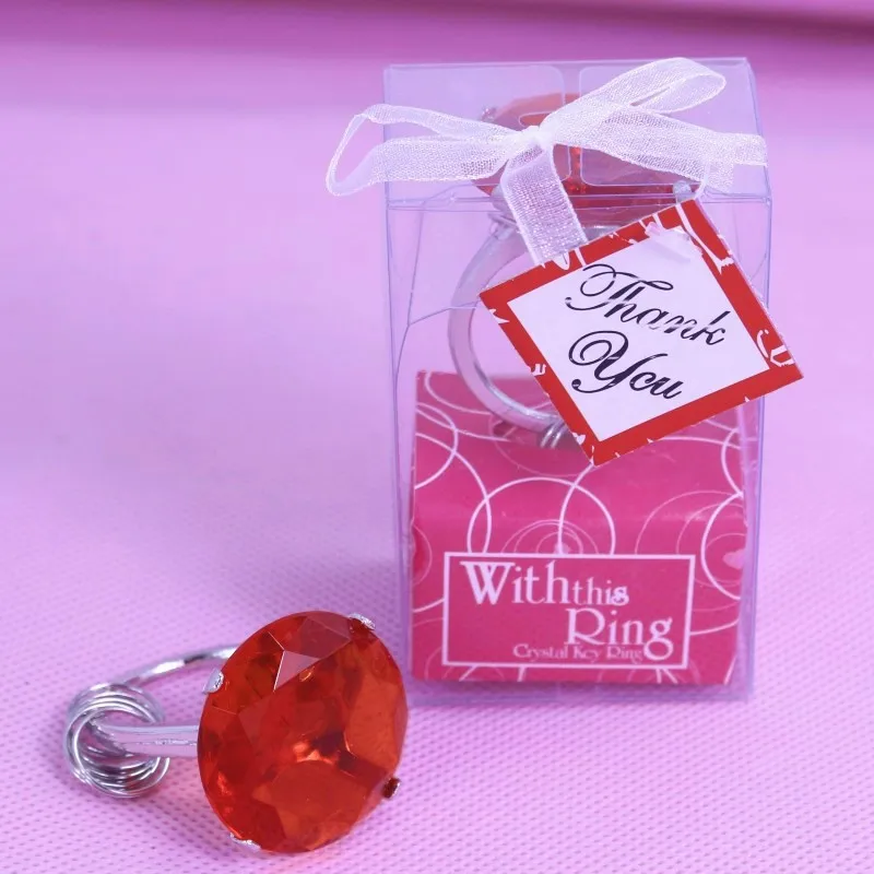 20 шт. оптом хрустальное кольцо брелок для ключей для детей на день рождения сувениры для малышей на свадьбу Bomboniere подарочные сувениры и подарок для гостей - Цвет: Красный