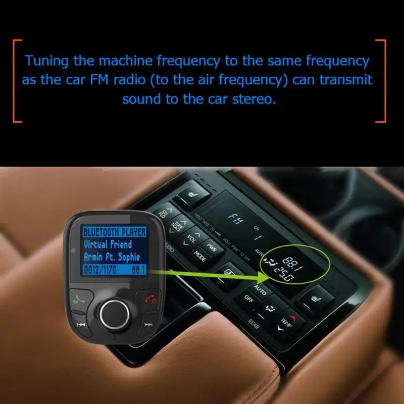 BT002 Bluetooth 4,2 громкой связи автомобильный аудио-MP3 плеер FM передатчик прикуривателя Dual USB Автомобильное зарядное устройство Зарядное устройство ЖК-дисплей Дисплей карта TF AUX