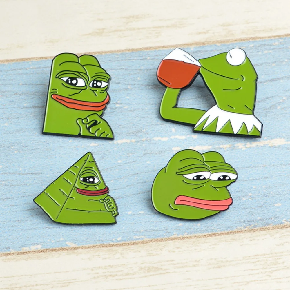 

Smile Sad Frog Pepe thinker drink Pepe Pride Lapel Pin Badge Badge Button Funny enamel Lapel Pin Internet Meme jewelry #274088