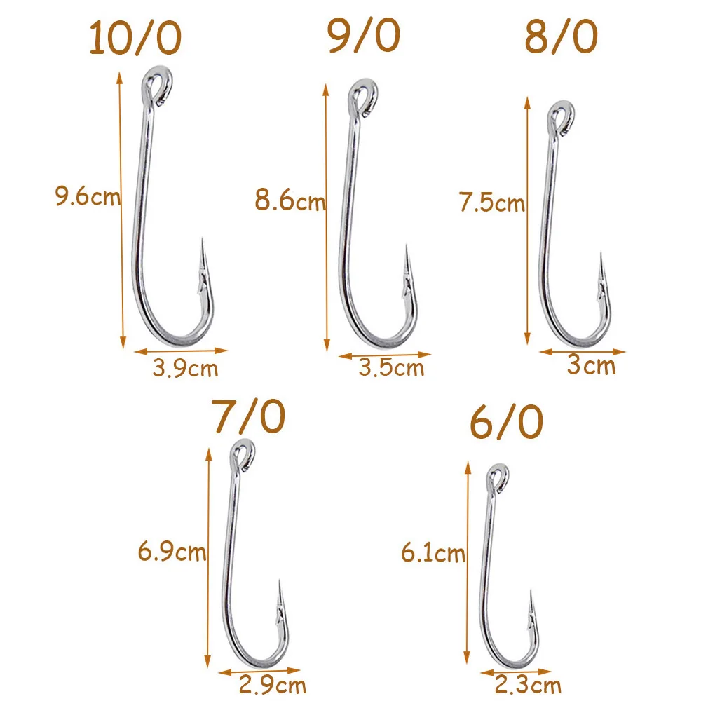 JSM 20 шт./партия рыболовные крючки из нержавеющей стали Острый большой игровой длинный хвостовик соленой воды снасти для подледной рыбалки Размер 1/0-10/0