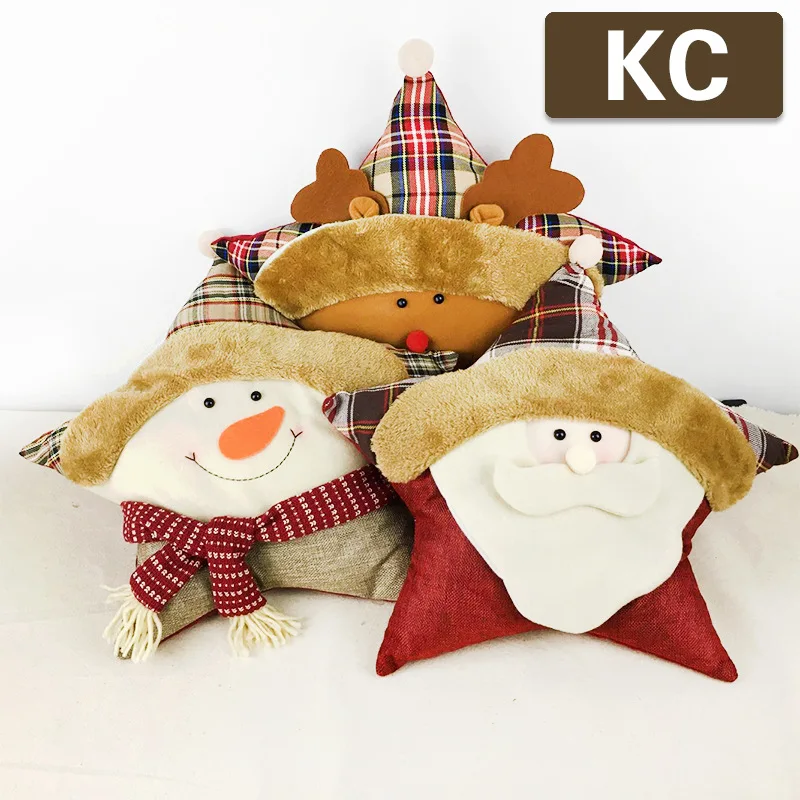 

Christmas Decoration Soft Star Shape Pillow Cushion Christmas Gifts Santa Snowman Reindeer Cartoon Type Home Item