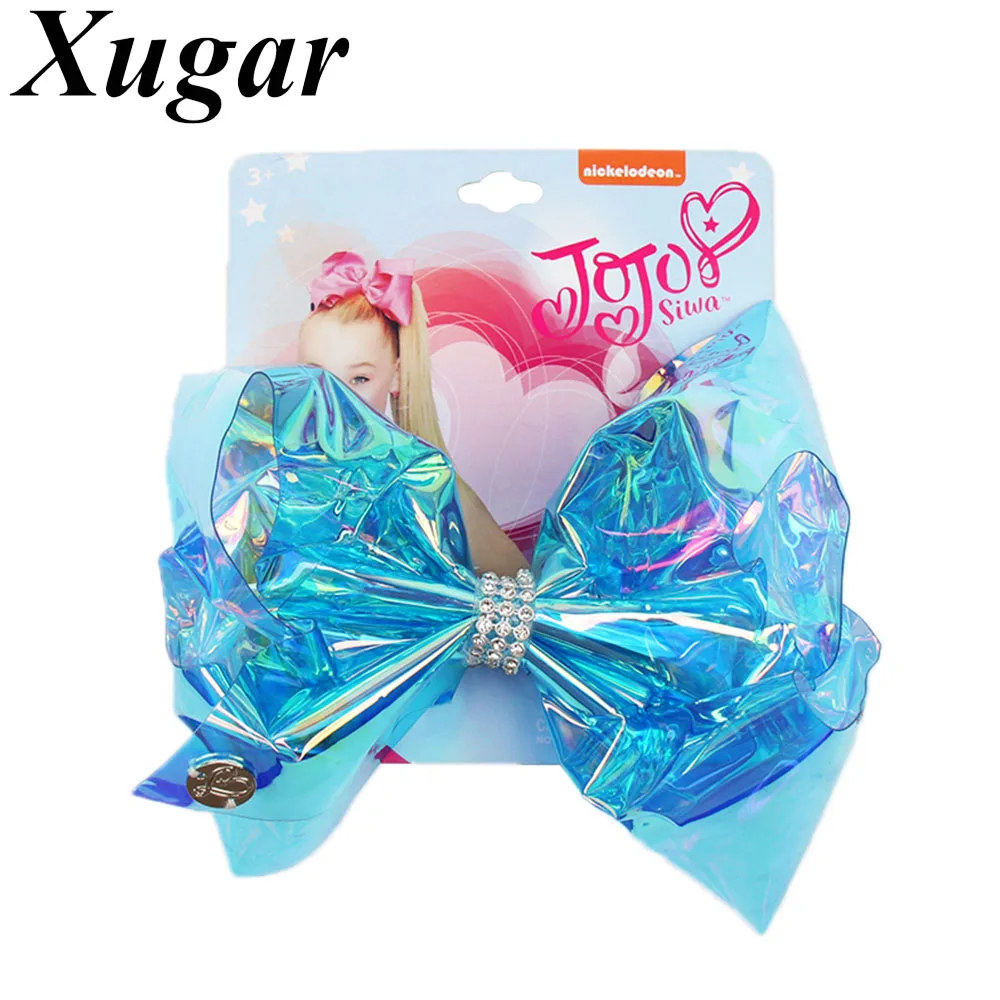 Xugar 5 дюйма Jojo Siwa Радужный прозрачный пластиковый бант для волос девочек Стразы