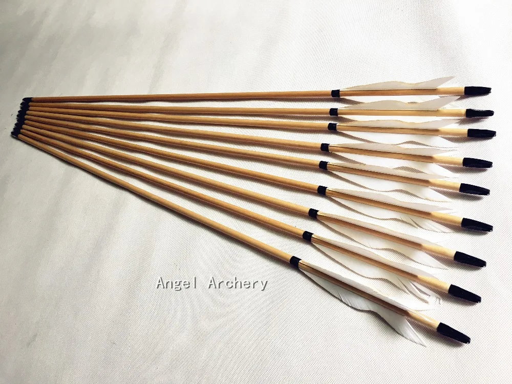 28 33'' Handmade Archery Hunting White Feather Wooden Arrows black