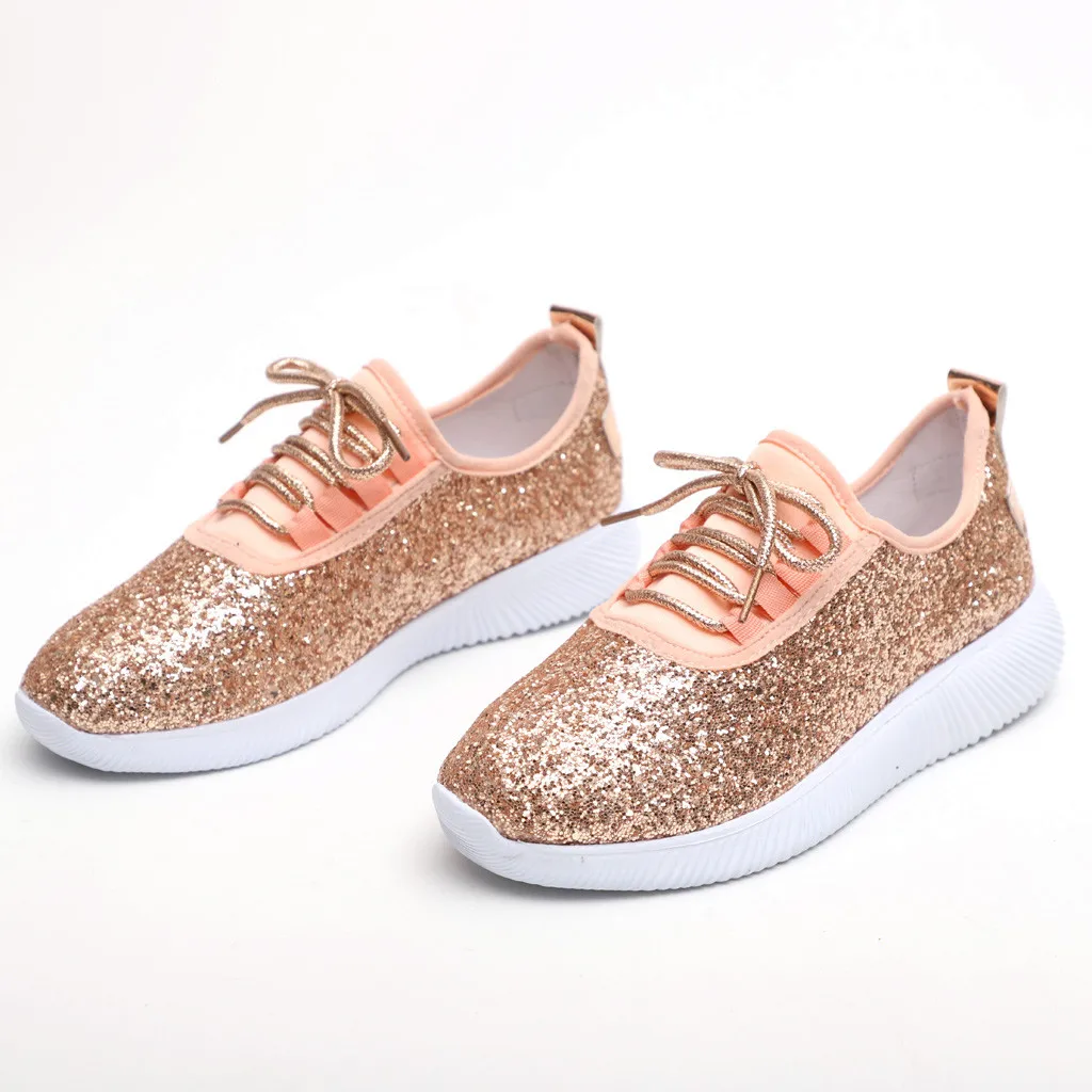 

CHAMSGEND Sequins with Breathable soft bottom shoes women's wear-resistant anti-slip cushion students comfortable running shoes