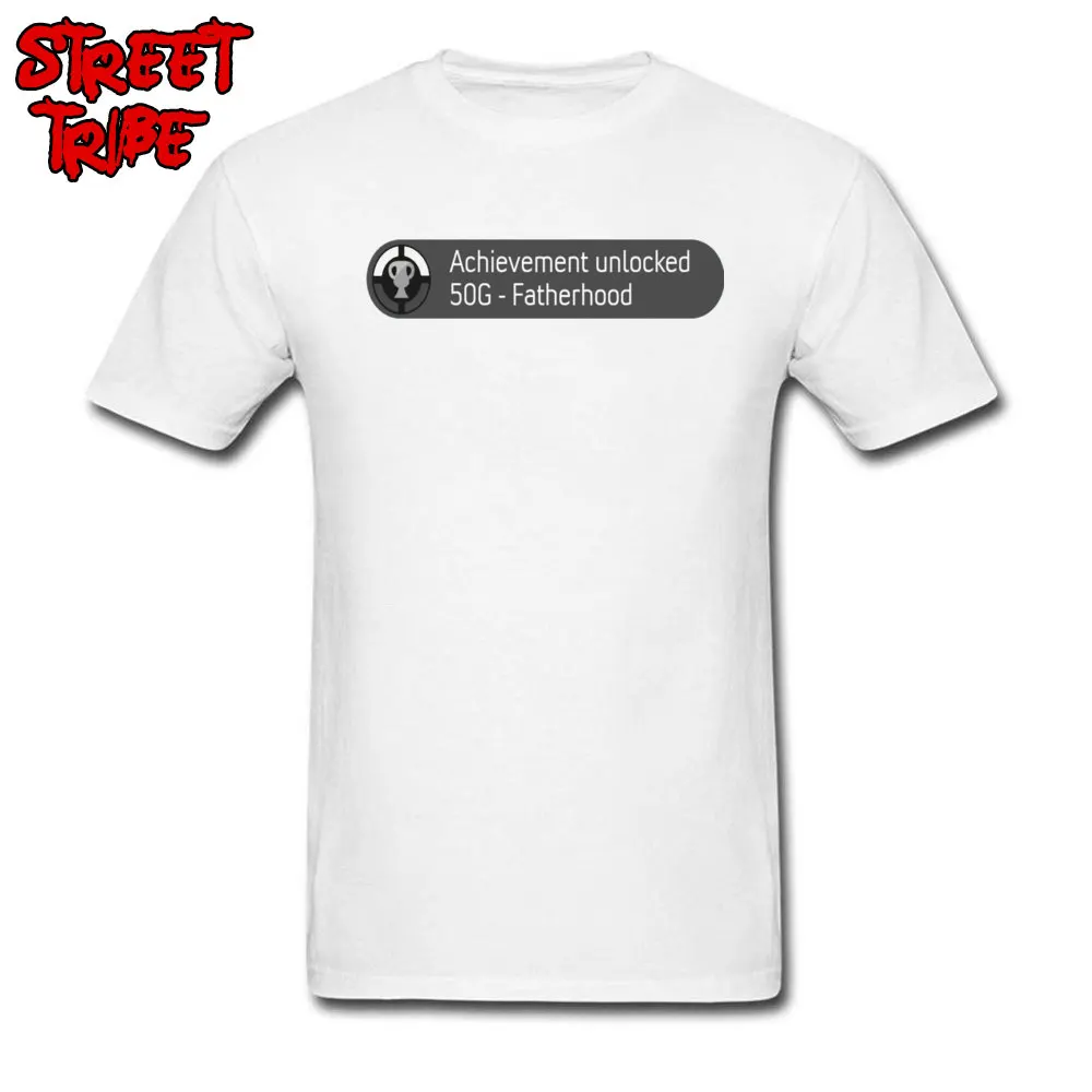 Prevailing Mens T Shirts Achievement unlocked (Father hood) -3768 Tops Tees All Cotton O-Neck Short Sleeve Tops & Tees Slim Fit Achievement unlocked (Father hood) -3768 white