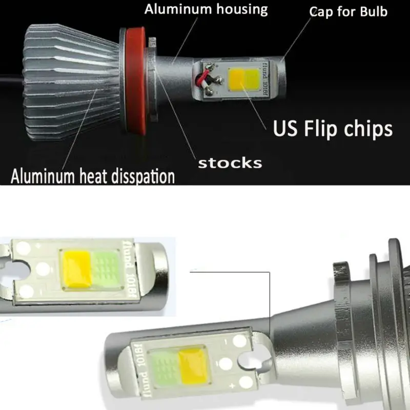 Dual Color Car Styling Led Fog Bulb Golden Yellow White Ice Blue Light H3 H8 H9 H11 9005 H10 HB3 9006 HB4 880 881 Lamp 12V to Replace Car Halogen (5)