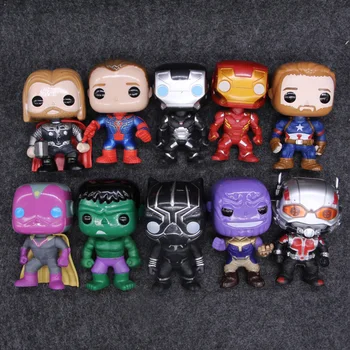 

10pcs/set Marvel Avengers Characters 10cm Thanos Vision Thor Hulk Spiderman Ironman Model Vinyl Figure Doll Toys for Children