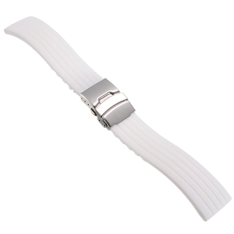 20mm 22mm reloj hombre Silicone Rubber Watch Strap Deployment Buckle Waterproof Band Sport Wrist Sweatband Watch Straps Band