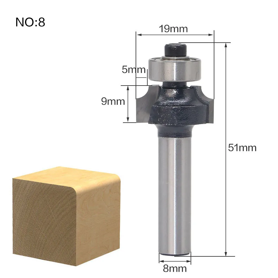 1 шт. 8 мм хвостовик шаблон отделка петля Долбление древесины фрезы ласточкин хвост фрезы для дерева Деревообрабатывающие инструменты дешевая цена - Длина режущей кромки: NO 8