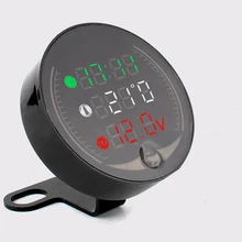 Светодиодный вольтметр для мотоцикла, цифровой измеритель, термометр, дисплей, Универсальный многофункциональный прибор