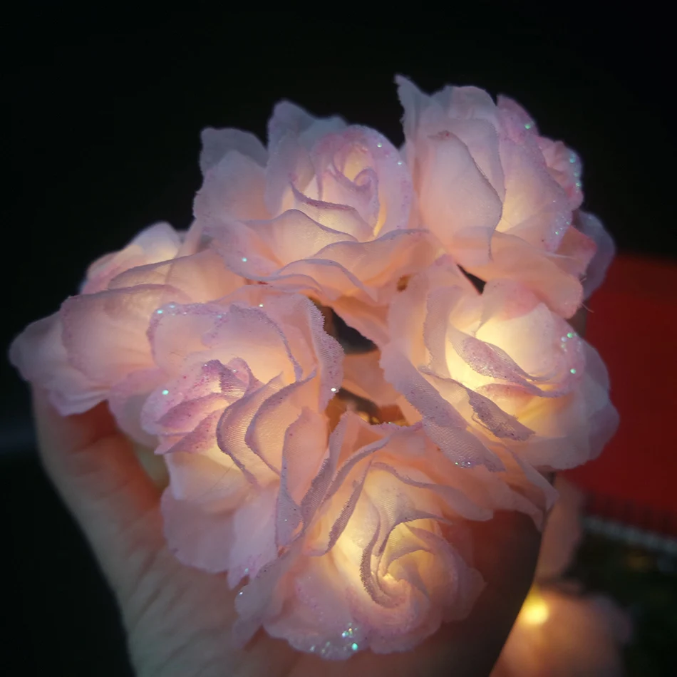 Unique handmade silk pink rose DIY led string light decoration 3M 20leds,battery party supplies