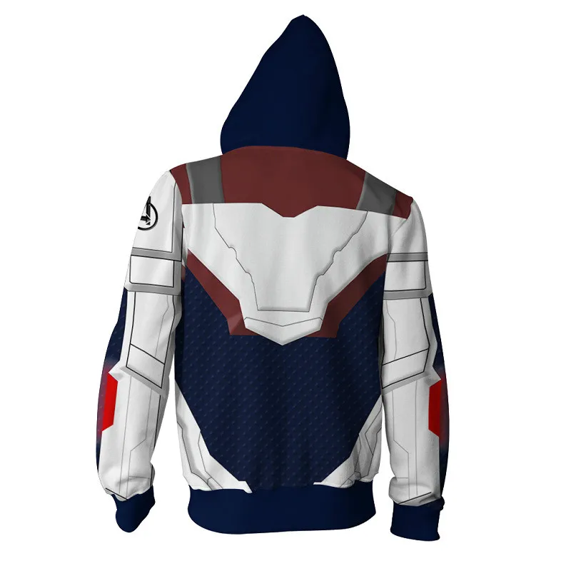 Men Avengers Endgame Cosplay Quantum Realm Hoodie 3D Print Jacket Superhero Zipper Sweatshirt Long sleeve Unisex