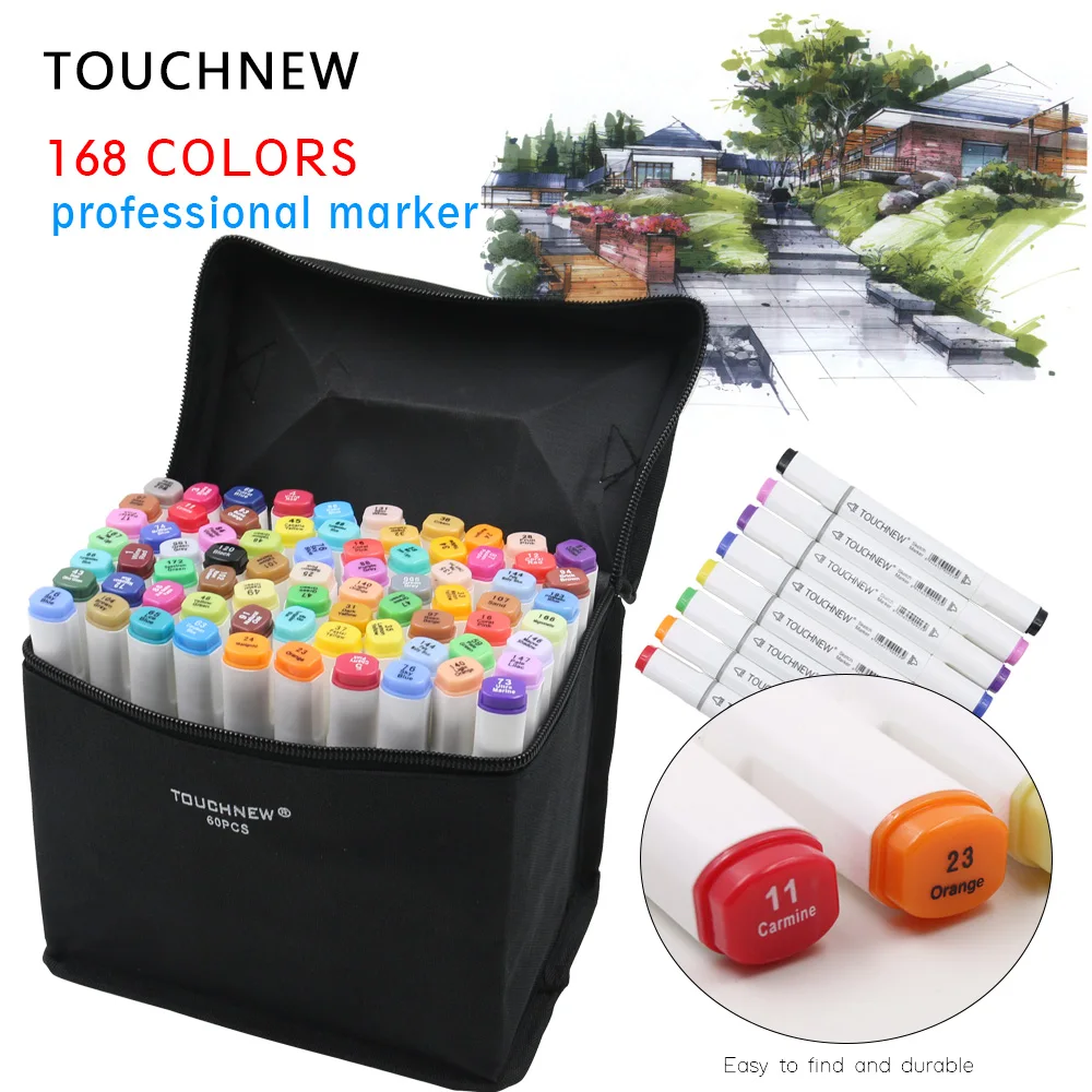 

TOUCHNEW 168 Colors High Quality Art Markers Pen Set Dual Head Sketch Markers Pen For Drawing Manga Markers Comic Art Supplies