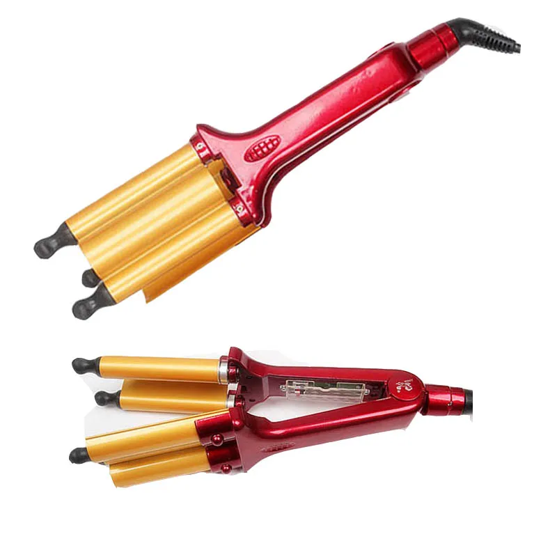 

Professional hair curling iron Hairdressing large ceramic glaze cone head three great ion hair curler tube cone rod Freeshipping