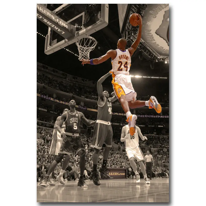 

Q1669 Posters and Prints Kobe Bryant Dunks Basketball Cloth Art Poster Canvas Painting Home Decor