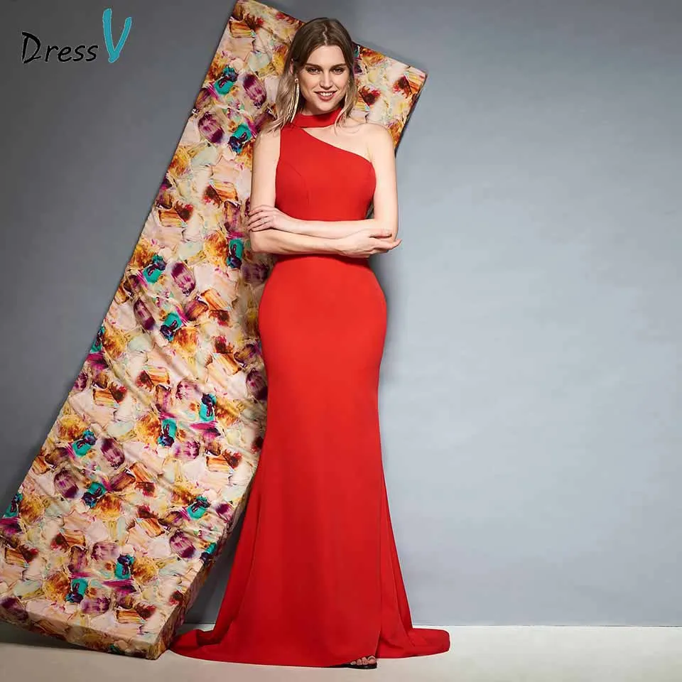 Dressv красное вечернее платье без рукавов с открытой спиной длина до пола цветок Русалка свадебное вечернее платье труба вечернее платье es - Цвет: Red