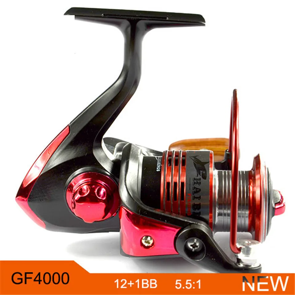 

New Fishing Reel Spinning GF4000 Left Right Fishing Wheel Tackles 12BB 5.5:1 Front Drag Spinning Reels Pre-Loading Red