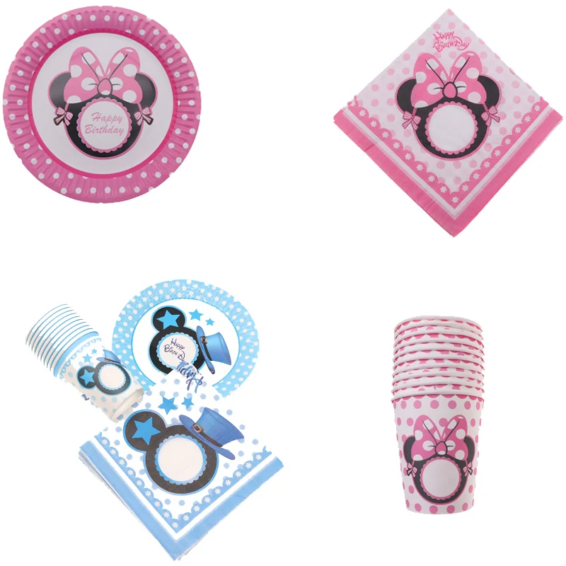 

Minnie Mouse Birthday Party Decoration Disposable Tableware Cups Plates Napkins For Kids Party Supplies Wedding Decoration