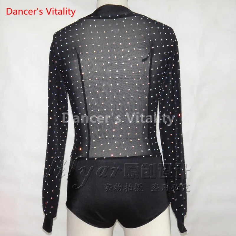 2017Male Latin v collar Dancing Tops Dancing Tops Showing Wear Adult Original Clothes Man Long sleeves Latin Dance Tops male tango outfit