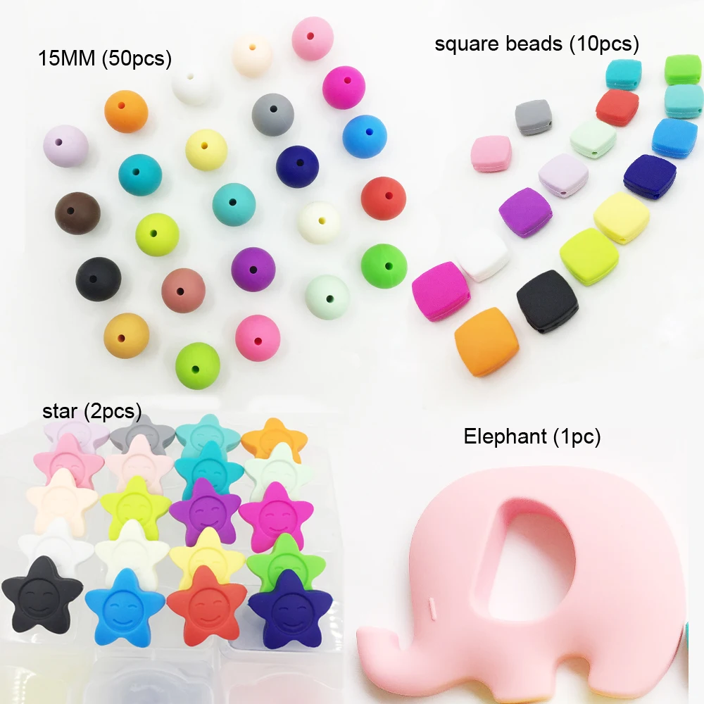 

Silicone Random Beads Teething Elephant Toys DIY Crafts Baby Silicone Teether organic Nursing Necklace Pendant Beads