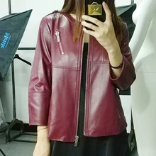Ptslan 2017 Fashion New Women’s Jacket European Fashion Real Leather Jacket Genuine Leather Motorcycle Women’s Outwear