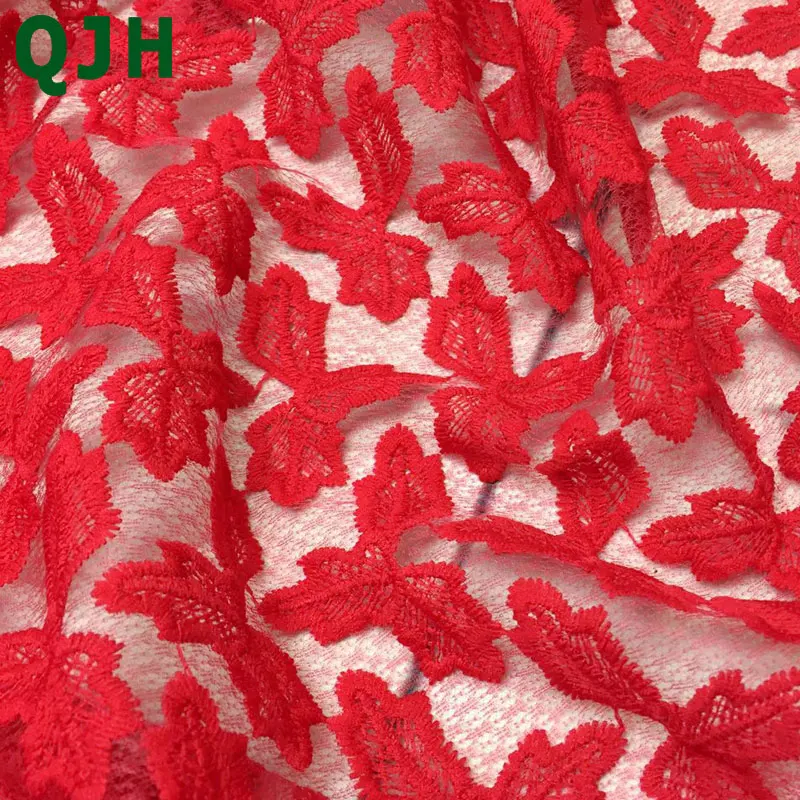 Красивые кленовые листья Алмазная вышивка кружевная ткань ФРАНЦУЗСКИЙ тюль красный или белый высокого класса женская одежда африканская кружевная ткань
