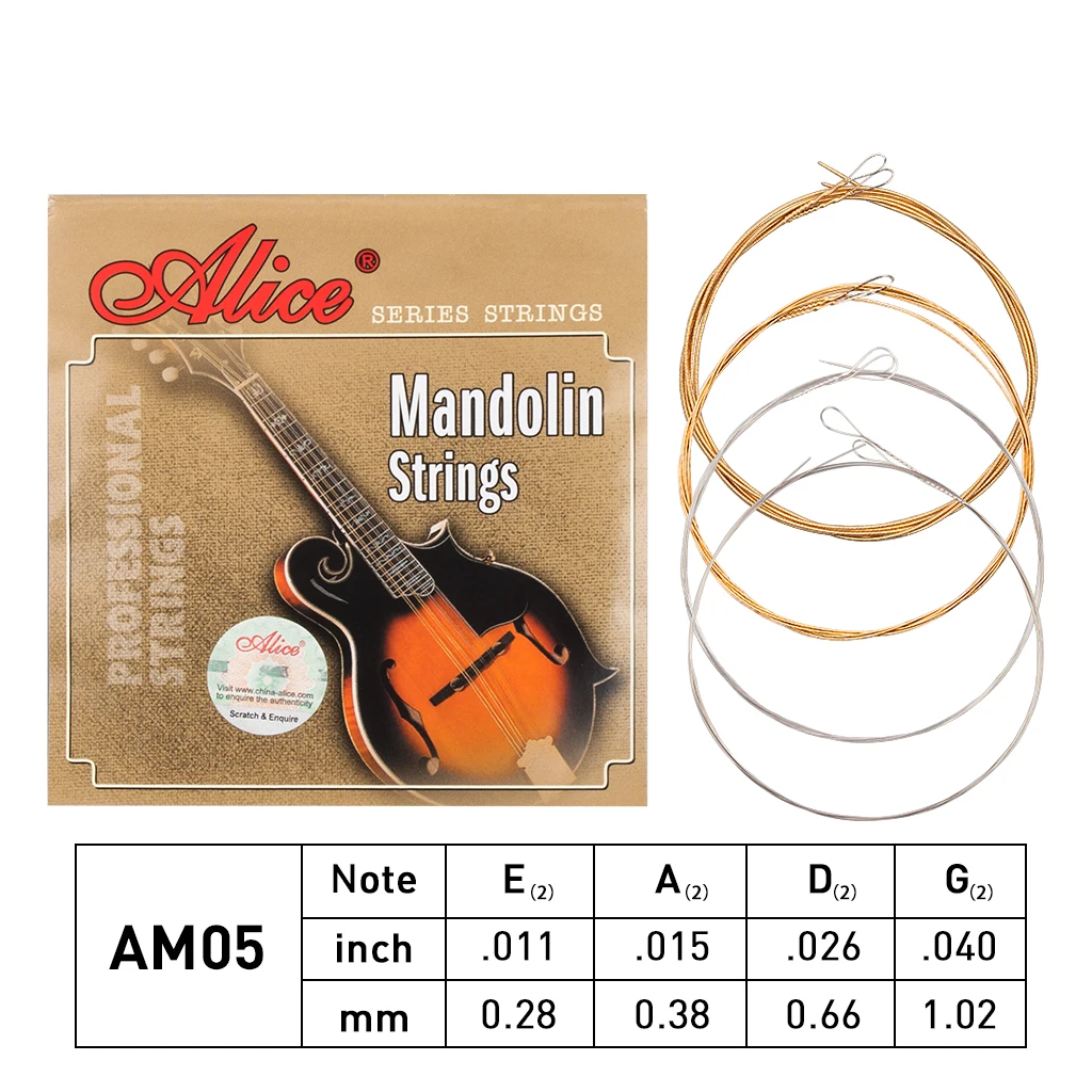 

1 комплект Alice AM05 Струны для мандолины SET 0,011-0,040 с покрытием из медного сплава и обмотанными стальными 4 струнами