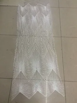 

yaking-034 French Net Lace fabric for evening dress hot sale glued glitter French tulle Material Net Lace fabric