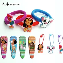 Meetcute 3 шт./компл. мультфильм комбинезон с изображением Моаны, Vaiana повязка на голову волосы на клипсах для высокого качества для девочек; повязка на голову для волос заколки для волос