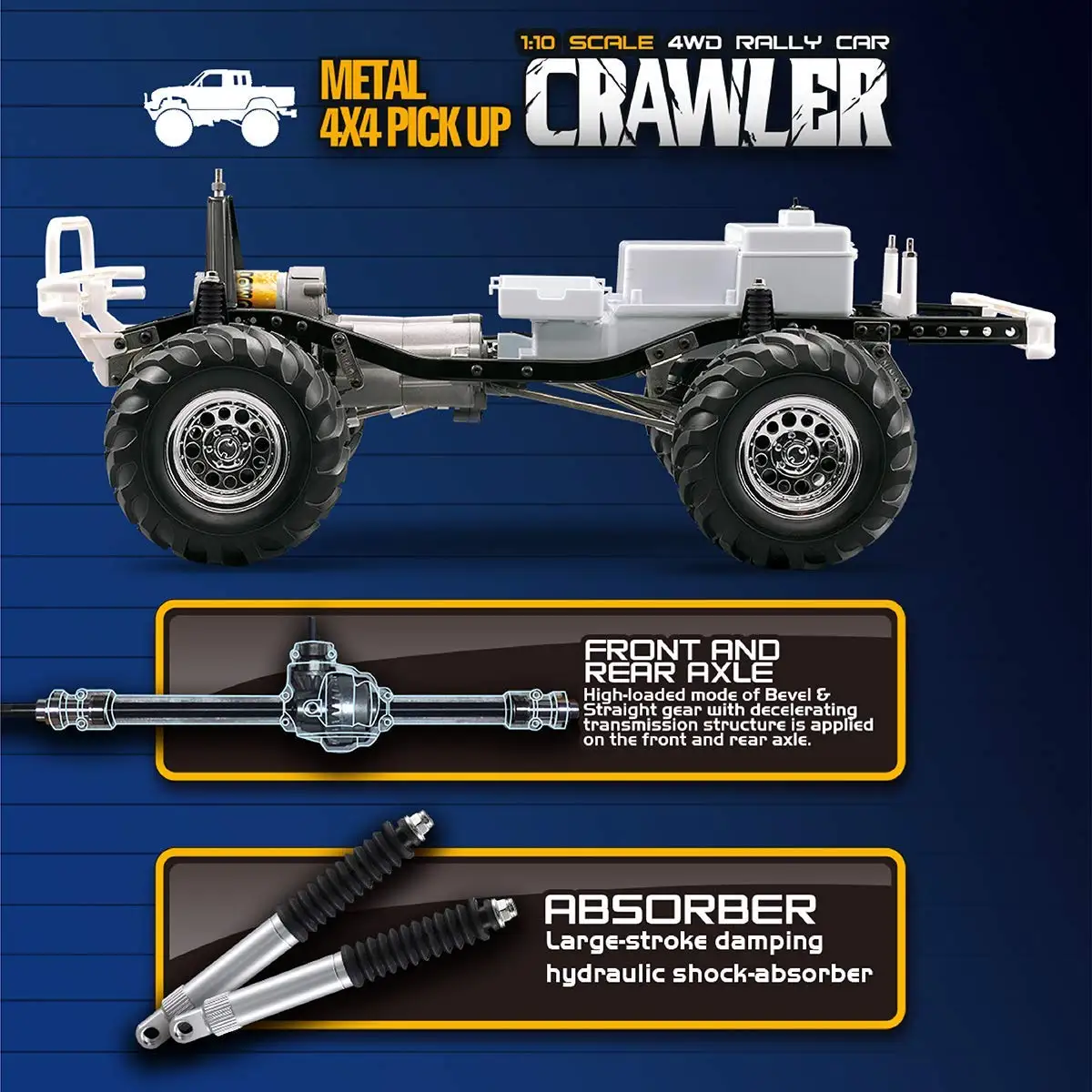 1:10 2,4G 4WD 3CH полностью металлический корпус 4X4 пикап Rock wheel RTR 320A независимый ESC RC четырехколесный внедорожный пикап