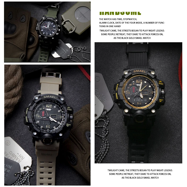 Топ люксовый бренд SMAEL мужские спортивные часы мужские камуфляжные хаки кварцевые часы мужские армейские военные наручные часы Relogio Masculino G3