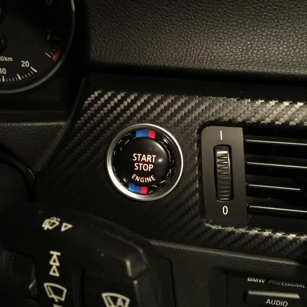 For bmw e90 e92 e93 Carbon Fiber Car Engine Start Stop Ring M Stripe Trim Circle Ignition Key Ring 3 Series Accessories (9)
