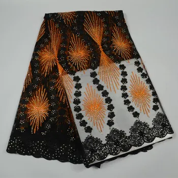 

Black Orange French Lace Fabric African Style Lace With Beads And Stones Party Dress Lace Fabric French Net Lace Fabric 30