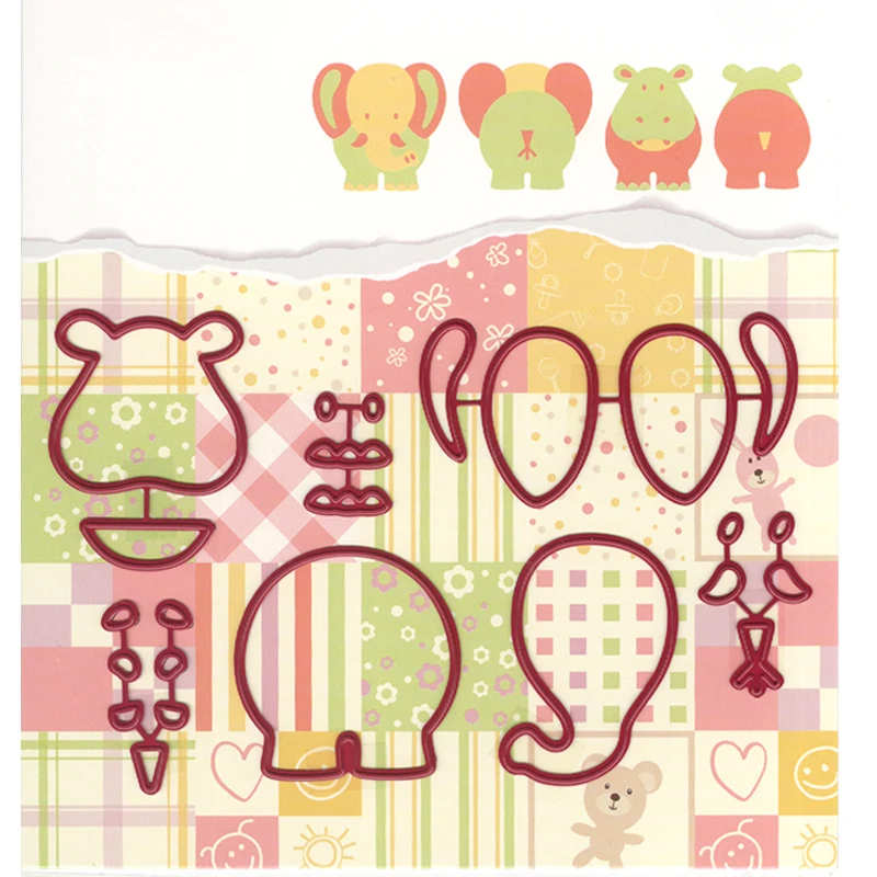 Elephant Hippo Lion Tiger Animals Metal Cutting Dies Stencil Scrapbook Album DIY