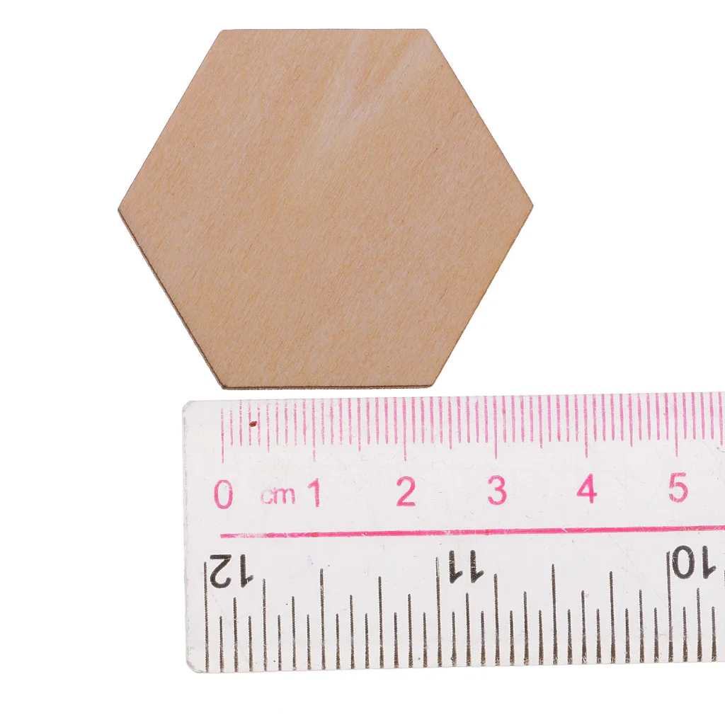50/100/200pcs Wooden Hexagon Shapes MDF Cutouts Blank Embellishments Craft for DIY Scrapbooking Card Making Decoration Ornaments