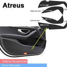 Atreus 4 шт. для Mercedes W205 W213 Benz A C E CLA GLA GLE GLC класс стайлинга автомобилей 3D двери анти Kick Pad коврики углеродного волокна наклейки