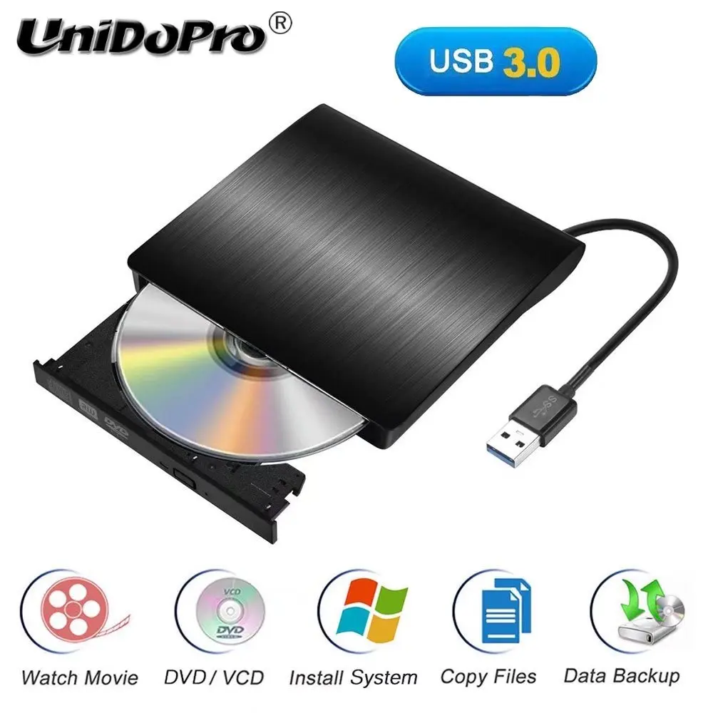 

USB 3.0 Portable External DVD CD +/-RW Writer/Burner/Rewriter ROM Drive for Mac OS/Win7/Win8/Win10/Vista PC Desktop Laptop