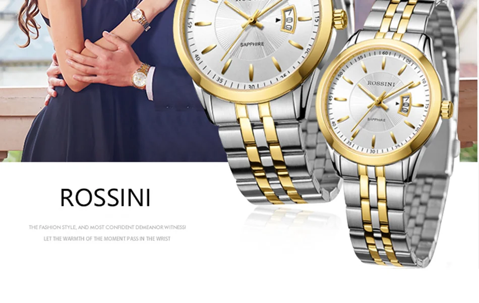 Rossini Quartz Couple Jam Tangan Sapphire Crystal Jam Tangan Pria Stainless Steel Tali Fashion Wanita Watch Kekasih Jam Tangan Aliexpress