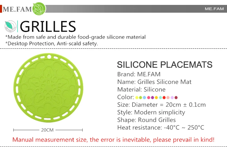 ME. FAM новые круглые решетки, вырезаные бумагой силиконовые коврики, Нескользящие термостойкие подставки под тарелку для кафе, кухни, ресторана, бара