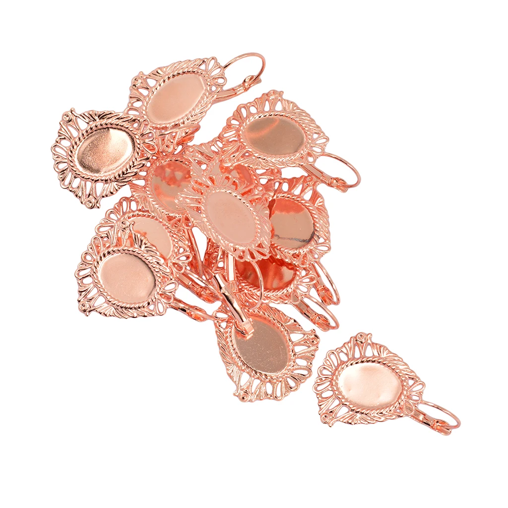 12 Pieces/Lot DIY Earring Wire Hook Blank Oval Filigree Flower 11x 16 mm Oval Cabochon DIY Jewelry Findings