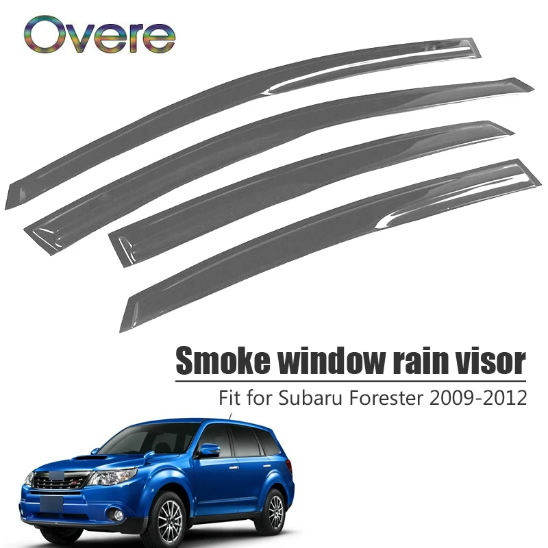 

OVERE NEW 1Set Smoke Window Rain Visor For Subaru Forester 2009 2010 2011 2012 Styling Vent Sun Deflectors Guard Accessories