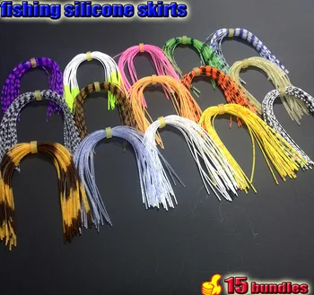 

2017 fishing silicone skirts tab strips total 15 bundles/lot the length is 13cm lure making craft bass jigs spinner bait