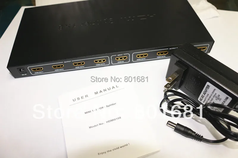 

Free Shipping High Quality 8 Port HDMI Splitter /Extender Device Support 3D With Ethernet 1080P