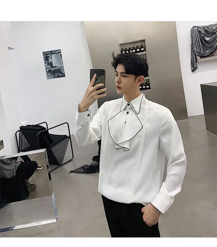 Новинка весны 2019 года Модный пуловер груди личности разделение совместных Человек Рубашка с длинными рукавами уличная Best тонкий Япония