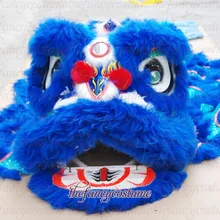 Детский синий костюм льва высокого качества танцевальный костюм из чистой шерсть Южная льва детский размер