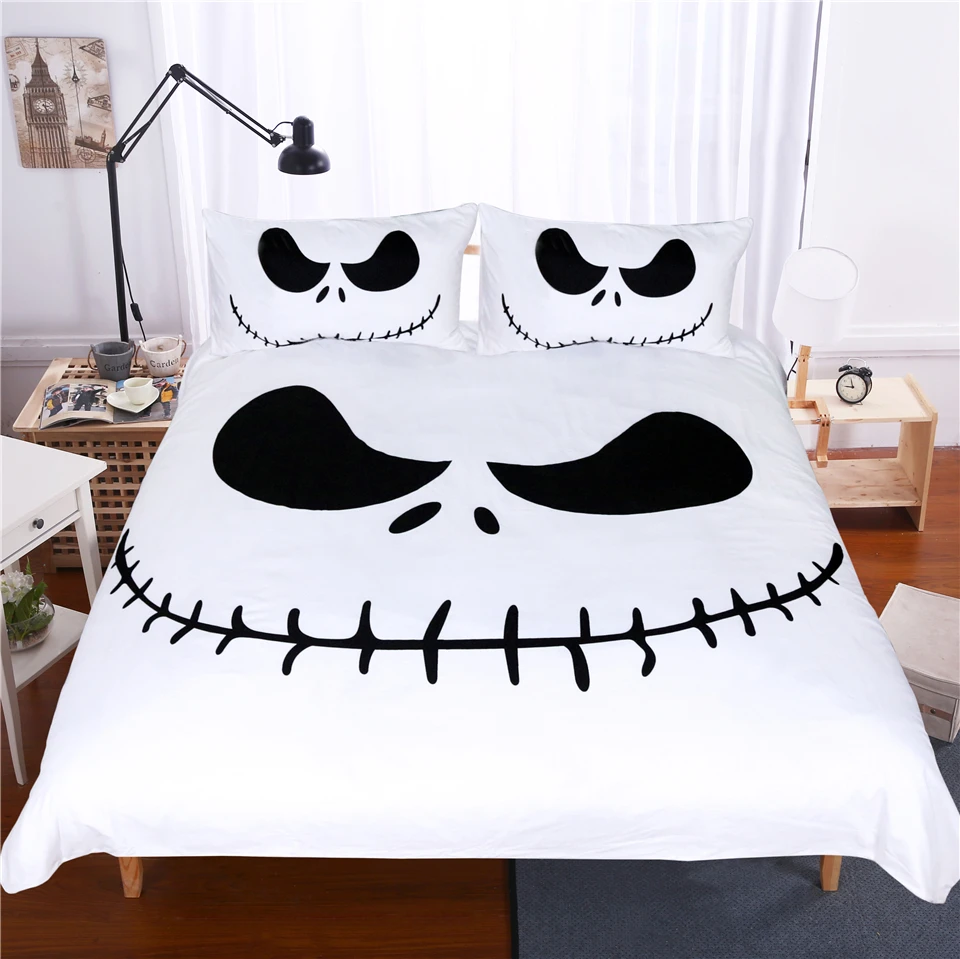 Lai Yin Sun Bedding Set Black and White Nightmare Before Christmas Cool Printed Bed Linen Soft Duvet Cover with Pillow Case Lai Yin Sun Bedding Set Black and White Nightmare Before Christmas Cool Printed Bed Linen Soft Duvet Cover with Pillow Case