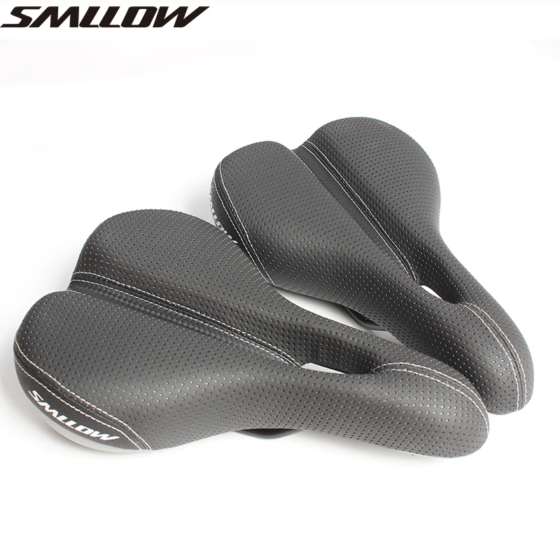 

SMLLOW Breathable Soft Bike Bicycle Saddle Leather Comfortable Road Mountain Bike Seat Thick Pad Hollow Bike Saddle