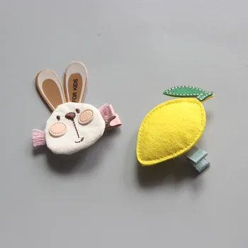 

10pcs Boutique Handmade Cute Rabbit Hairpins Solid Felt Lemon Cartoon Hair Clips Princess Headwear Fashion Hair Accessories